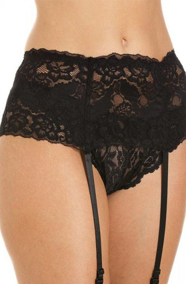 Black Wide Lace Suspender Belt